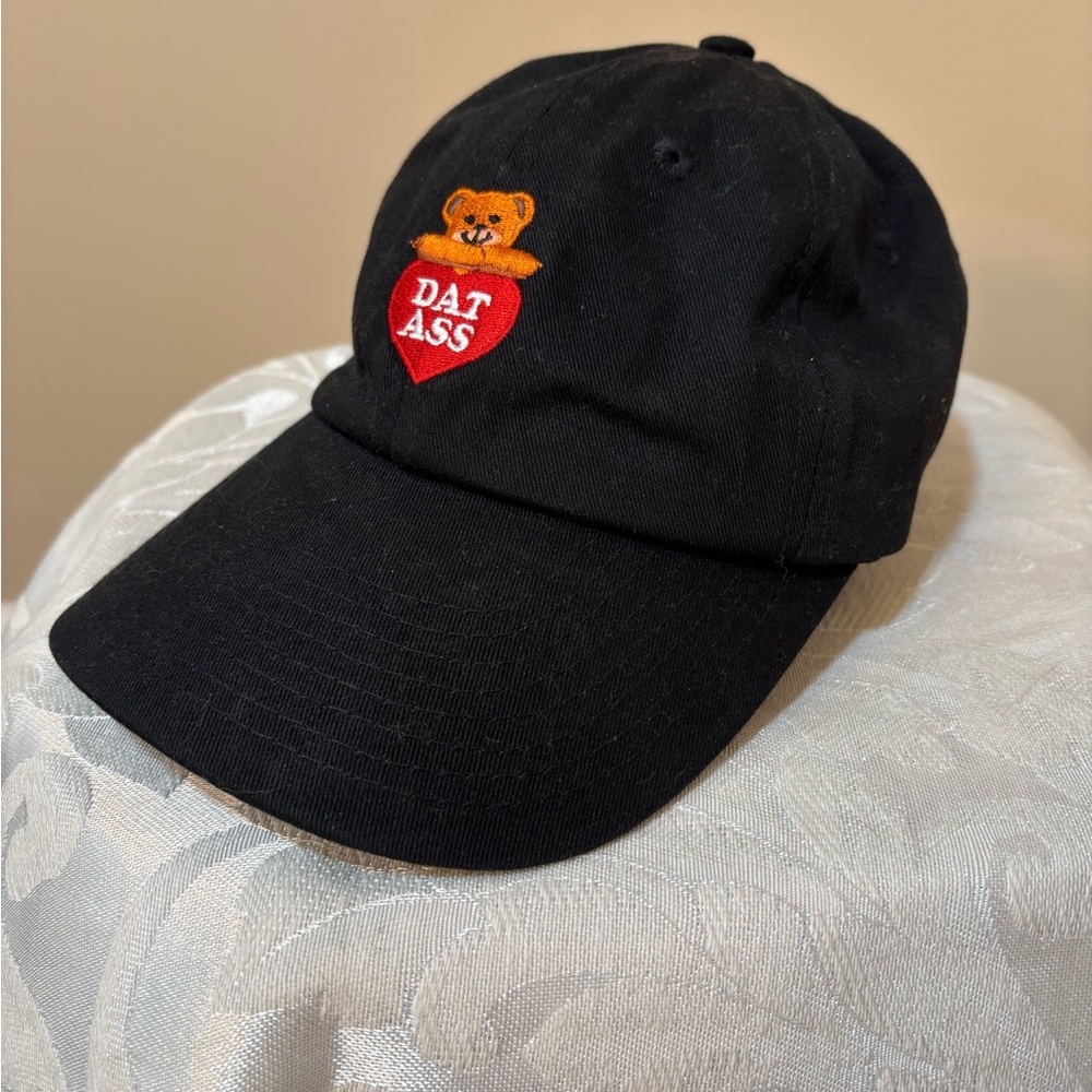 Black Cap with Bear and Heart Design
